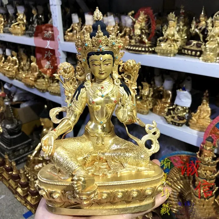 

High grade TOP buddha statue # Southeast Asia Thailand Buddhism Gilding golden Guanyin Bodhisattva Tara Green buddha statue