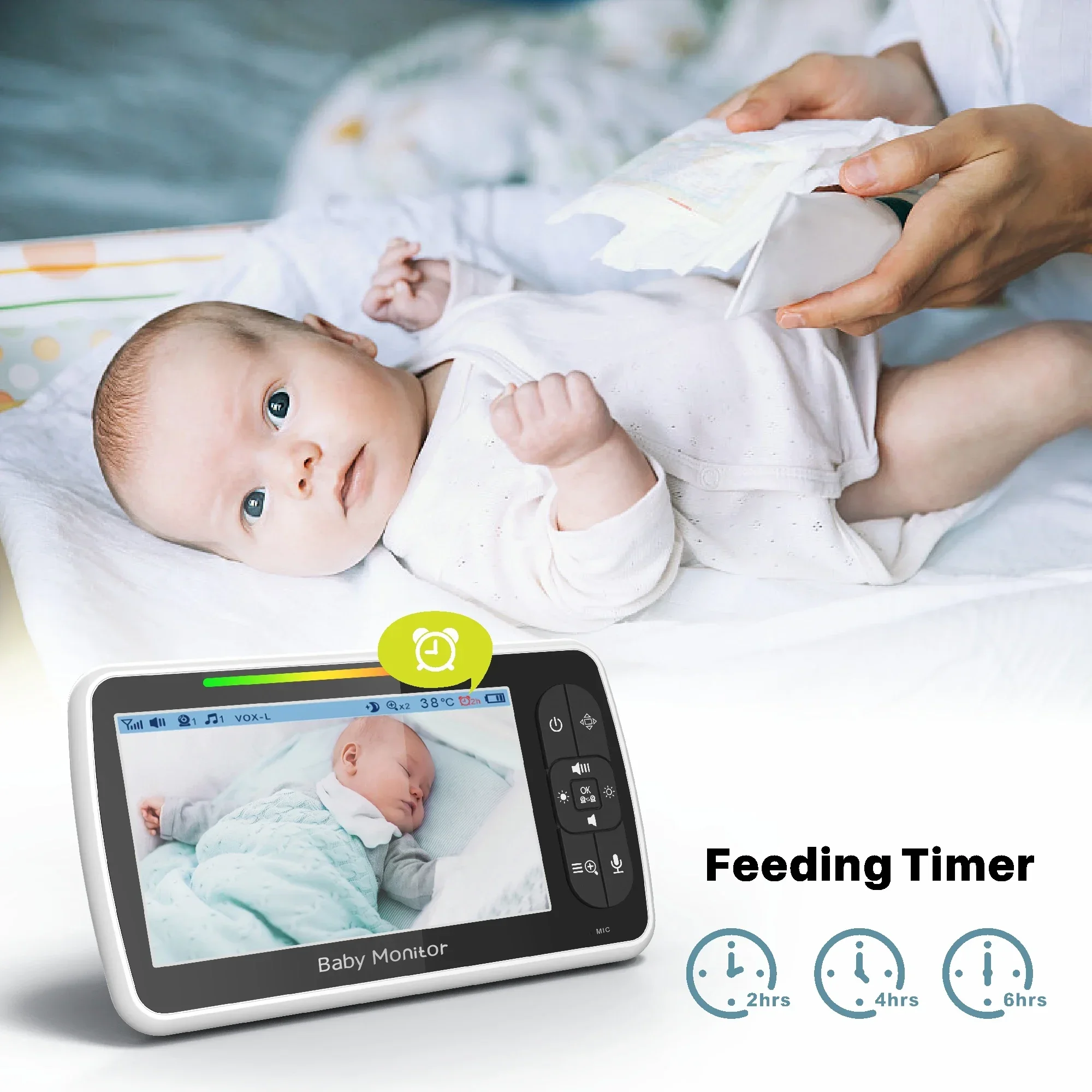 

Baby Monitor Video Baby Monitor with Remote Pan-Tilt-Zoom IR Night Vision, Lullaby, Two Way Audiowith Camera and Audio SM650