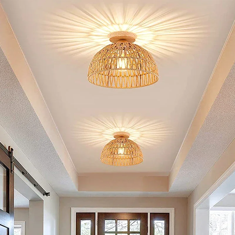 

Американский ретро-потолок светильник, сельская гостиная, столовая, кабинет, коридор, коридор, деревянная основа, тканая клетка, потолок светильник