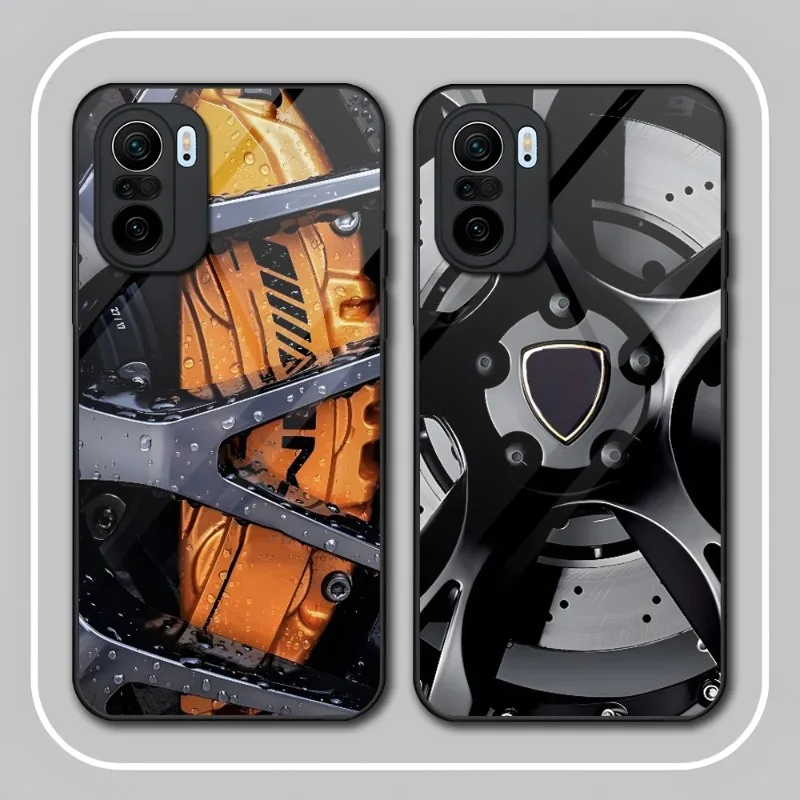 Sport Car Wheel Tire Speed Phone Case Glass Per Xiaomi Pocof3 11 11T 10 12X 12Pro Lite Redmi Note 10 9 8 Pro 9T 9A Pocox3Pro
