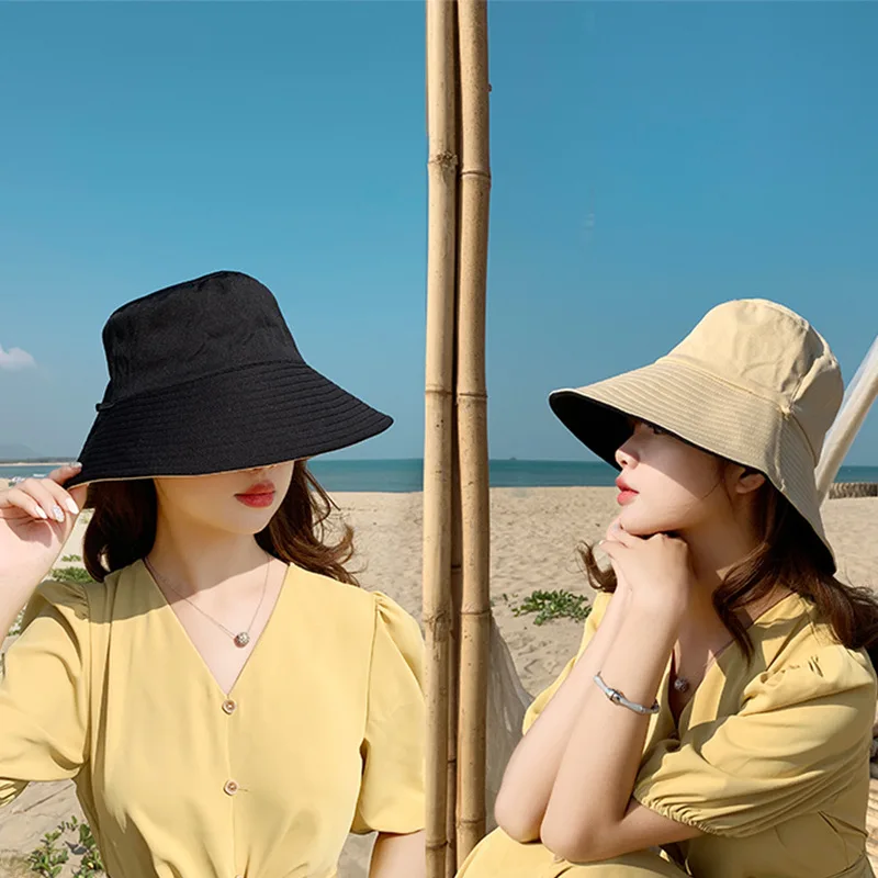 New Double-faced Women Bucket Hat Candy Color Sunscreen Hat Outdoor Travel Cycling Caps Fishermen Hats Hip Hop Panama Cap waterproof bucket hat