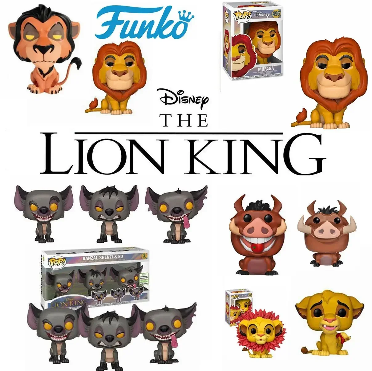thumbnail image 1 of FUNKO Disney Movie El Rey León Simba 496# Mufasa 495# Figura de acción de PVC Juguete Luau Pumbaa 87# 498# BANZAI Colección Modelo Juguetes, 1 of 5