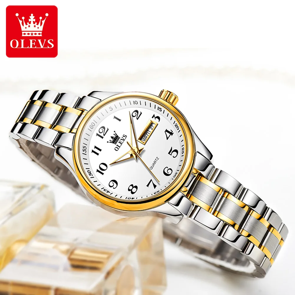 OLEVS Original Brand Women's Watch Luxury Quartz Watches for Ladies Waterproof Stainless Steel Woman Wristwatch Reloj Hombre