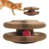 Magic Organ Cat Scratching Board Interactive Cat Toy with Ball Scalable Round Corrugated Cat Scratcher Toy Kitten Game Supplies 3