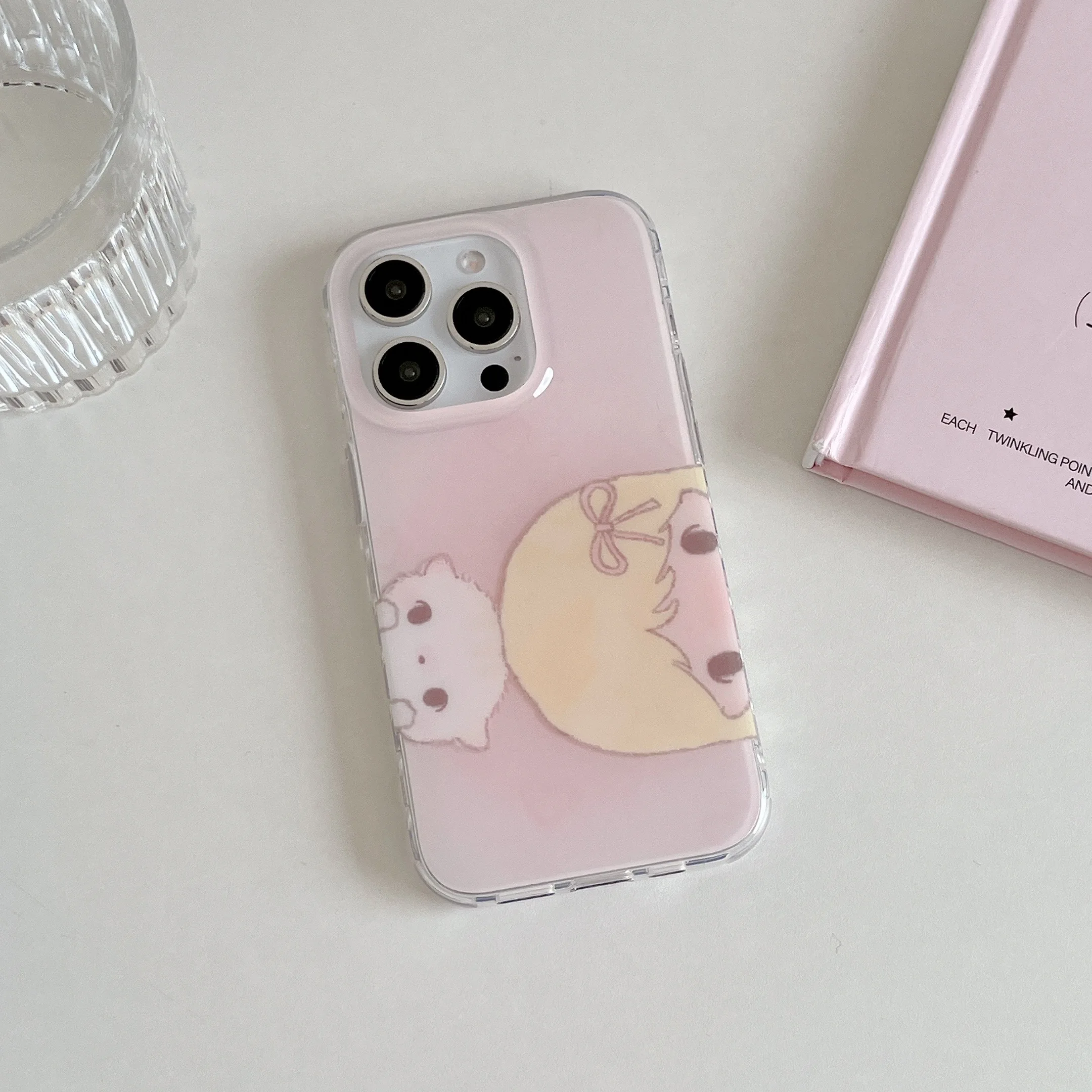 Cartoon Pink Background Cute Cat & Girl Lovely Phone Case Cover Capa