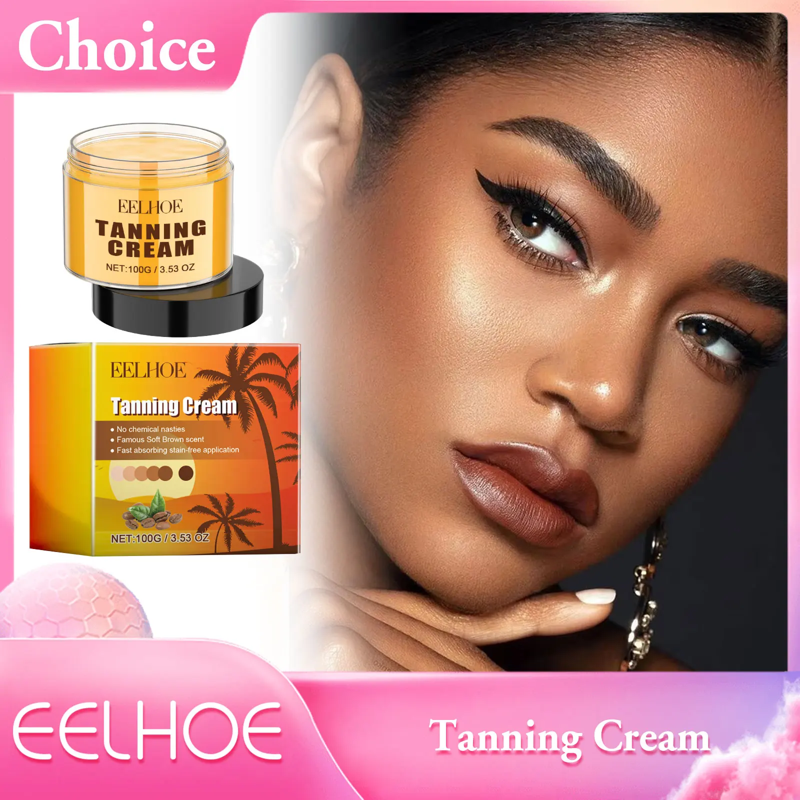 Summer Beach Long Lasting Tanning Body Quick Self Tanning Cream Bronzer Lotion Man Women Sunburn Repair Gel Fake Tan Lotion 100g