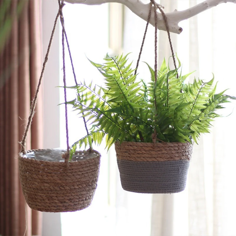 

Plant Hanger Outdoor Hanging Planter Pot Woven Hanging Flower Baskets Decorative Potting Holder Stand Home Farmhouse Decoration