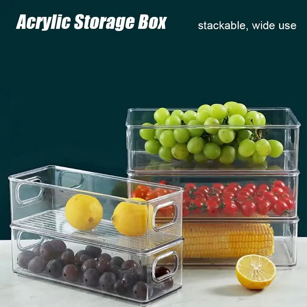 Transparent Plastic Storage Bin for Kitchen Fridge Organization