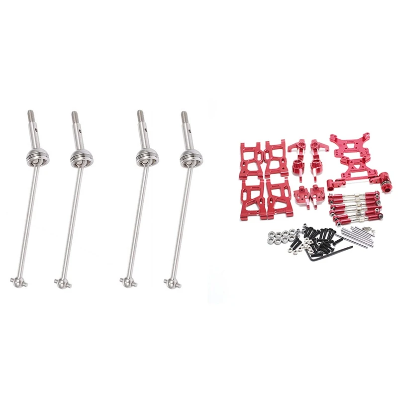 

1 Set Rc Car Upgrade Parts For Wltoys 1: 14 144001 & 4Pcs Metal Drive Shaft Front Wheel Drive Shaft