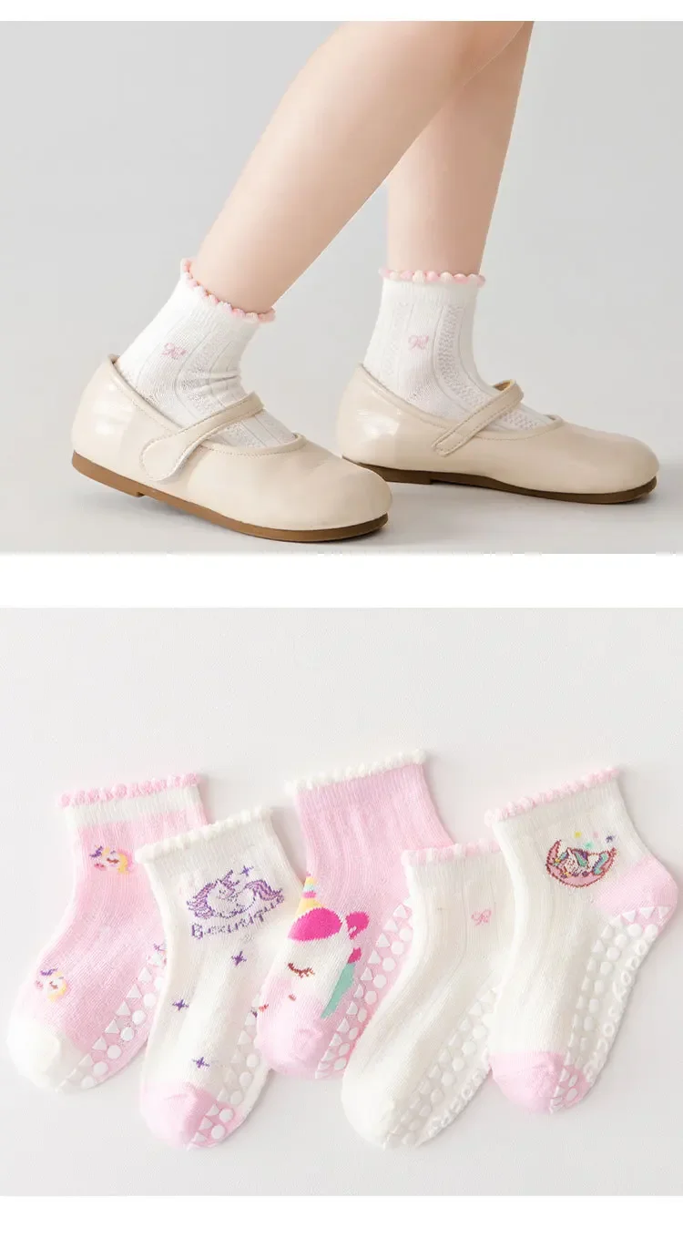 5 Paar rutschfeste Netzsocken für Mädchen und Kinder, für den Innenbereich, Spielplatz, Trampolin, atmungsaktiv, für den Sommer, rutschfeste Bodensocken, leichte Bootssocken – Detail 12