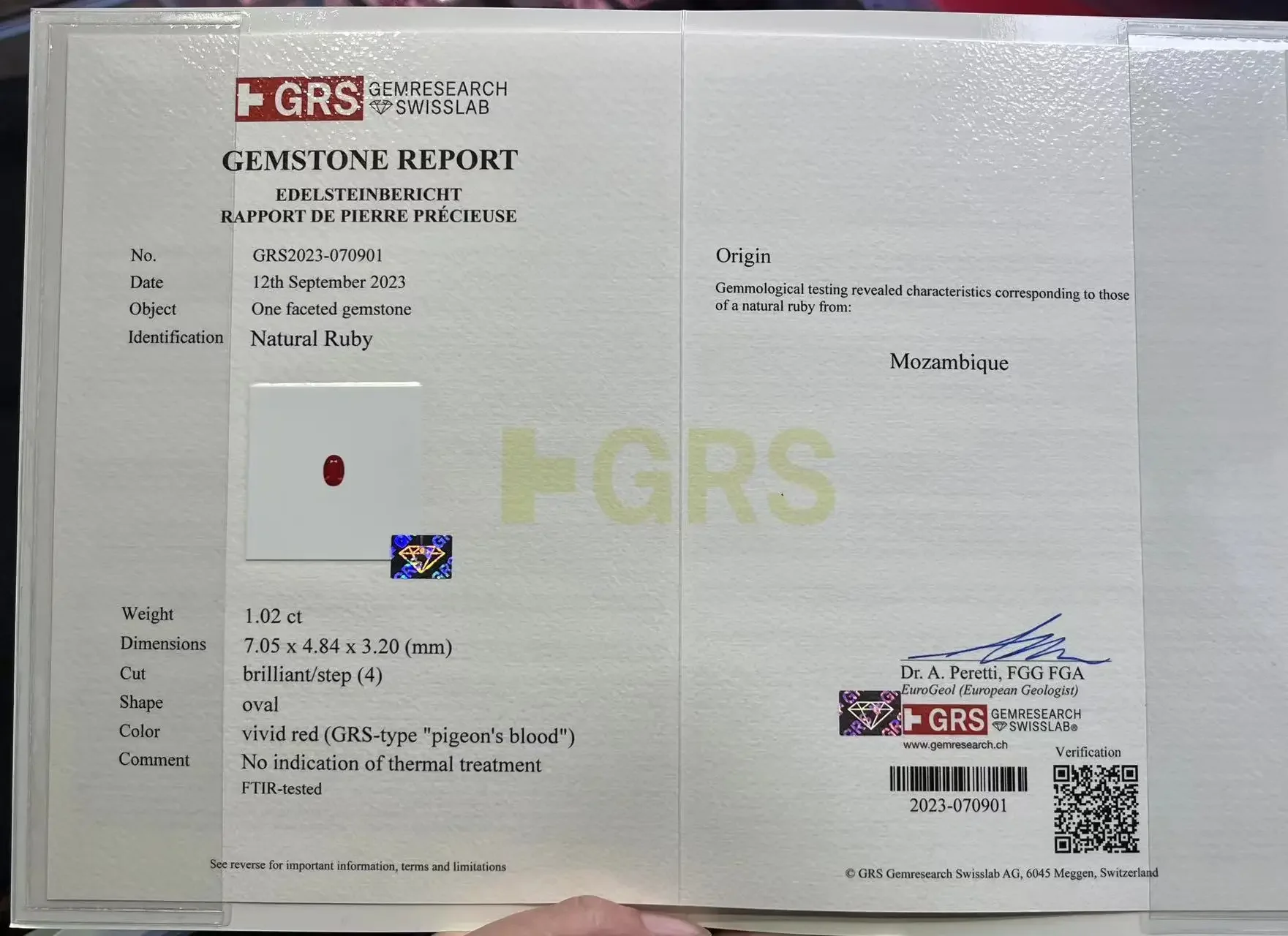 Ruby Untreated Mozambique Oval GRS Main Certificate Pigeon Blood Red Wedding Ring Set with Main Stone Pendant Set