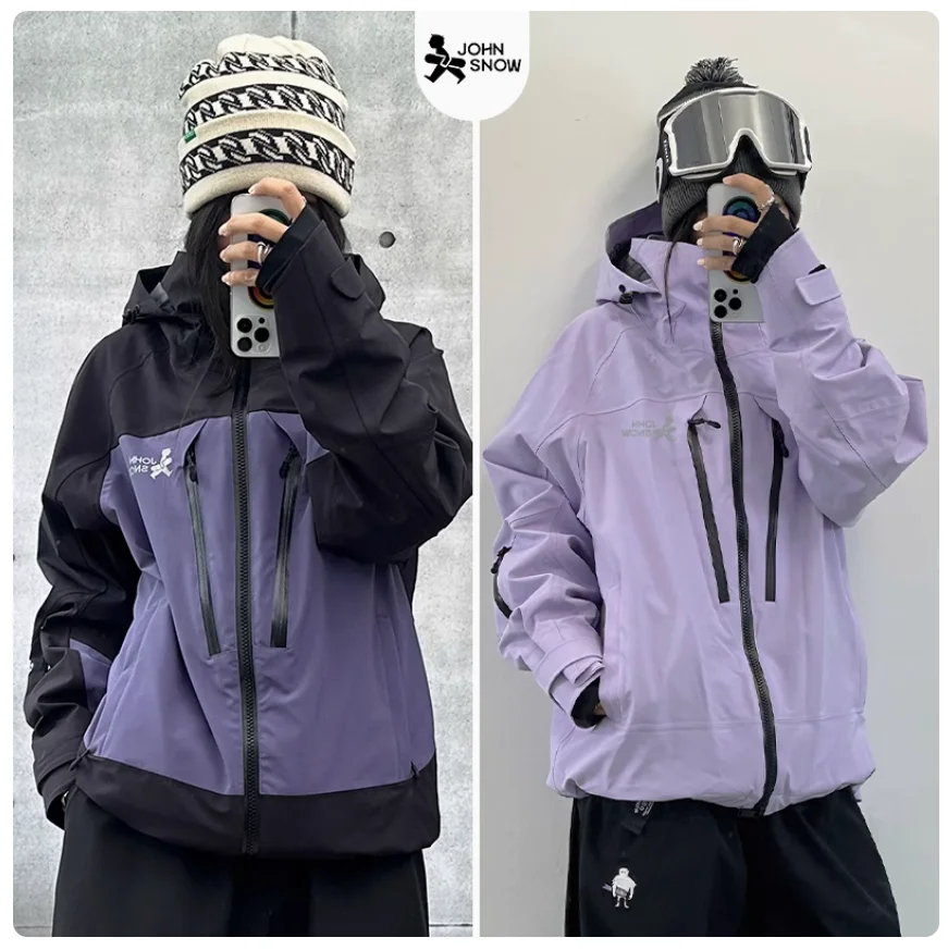 John Snow Warm Waterproof Ski Jacket For Men And Women Professional Fashion Skiing Snowboarding Coat Snow Hooded Outdoor Jacket