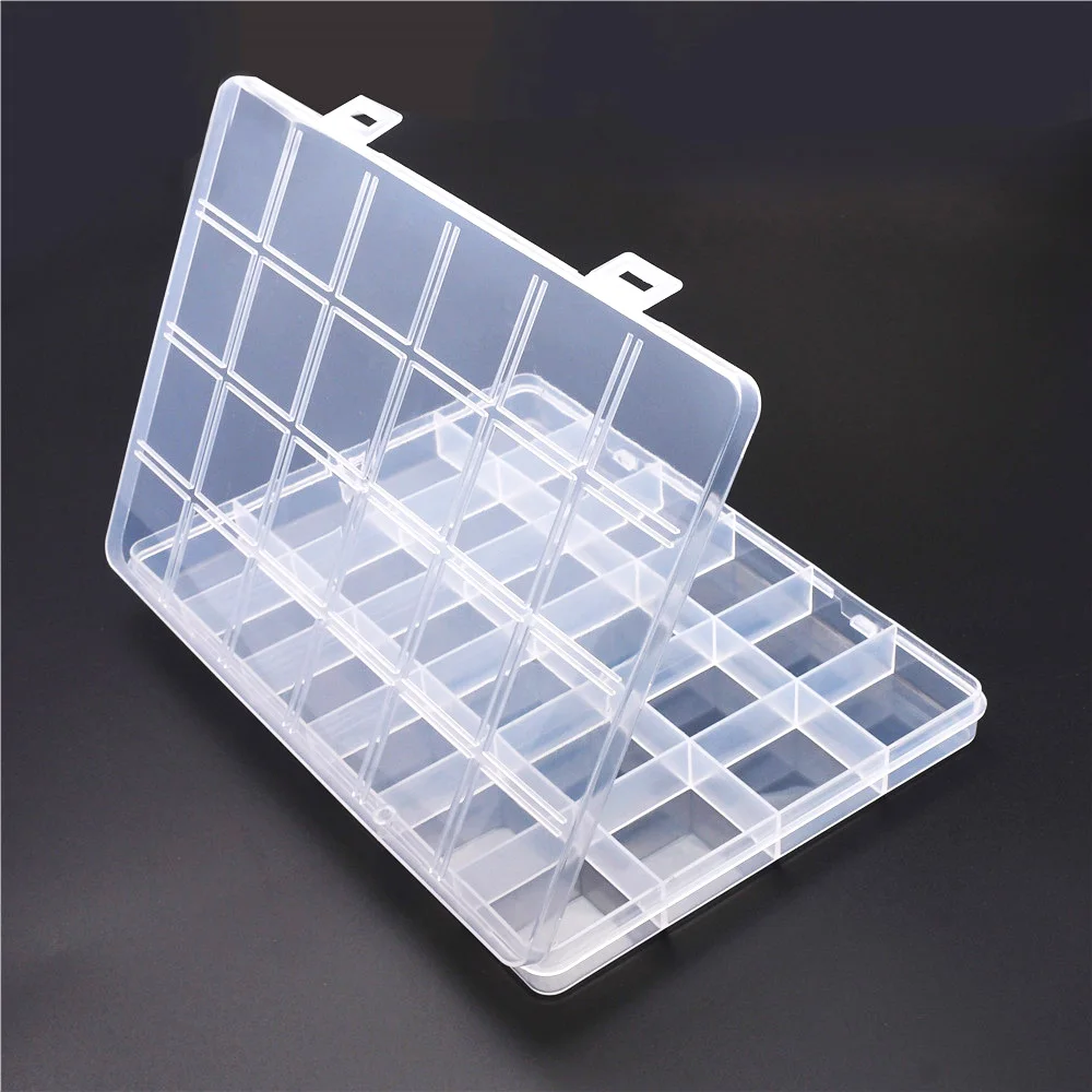 24 Grid Organizer Box Clear Plastic Container with Dividers