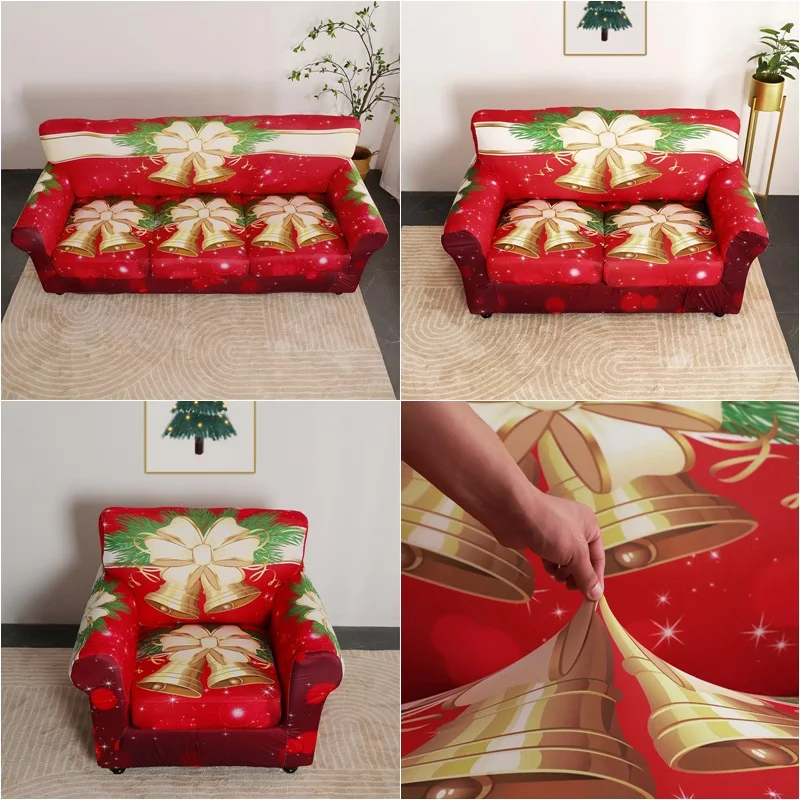 1 2 3 Seater Christmas Sofa Cover Stretch Spandex Sofa Slipcovers Non