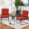 Outdoor Bistro Set 3-Piece Spring Metal Lounge Cushioned Chairs and Bistro Table Set Wrought Iron Cafe Furniture Seat, 1