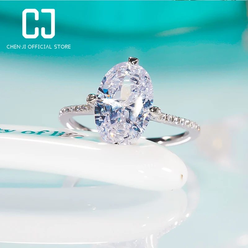 6ct High Carbon Diamond Ring 925 Sterling Silver Simulation Diamond Ring Luxury Wedding Anniversary Gift Dove Egg Fine Jewelry