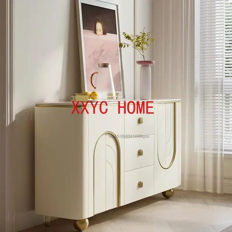 White Sideboards With Three Drawers Cream Style Round Corners Display Furniture Press Type Doors Luxury Dining Room Cabinets