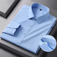 New Autumn High Quality Anti-Wrinkle Smooth Men Shirts Long Sleeve Dress Solid Shirt For Male Slim Social Business Blouse Shirts
