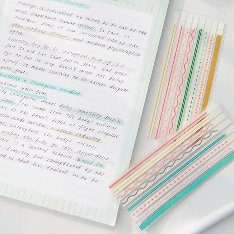 

160 Sheets Page Markers Sticky Index Tabs Highlighter Strips Memo Pad Note Tabs Transparent Long Page Flags Cute Stationery