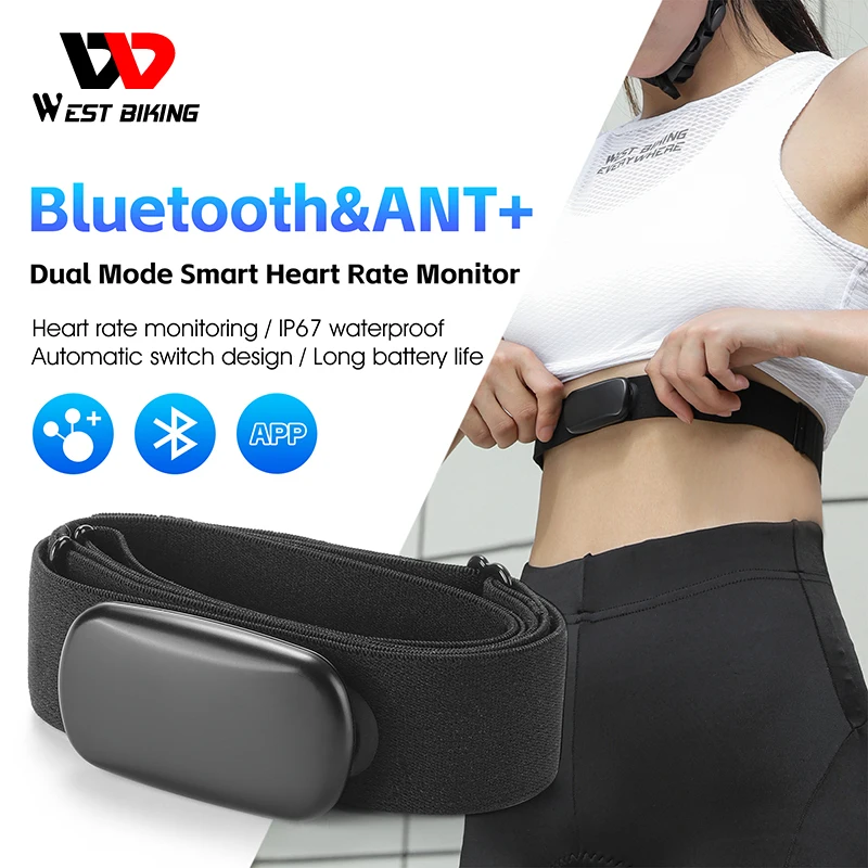 

WEST BIKING Heart Rate Sensor Bluetooth ANT Dual Mode Smart Heart Rate Monitor Chest Strap Dual Mode Computer Bike Sports Band