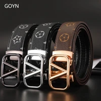 [Designer] 2025 High-Quality Men's Belt – 3.5cm Genuine Leather, Monogram Automatic Buckle for Business & Casual Wear