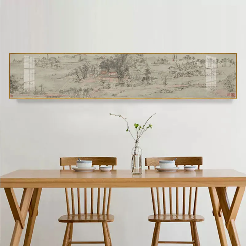 

Chinese Style Mountain Landscape Canvas Abstract Oil Painting Poster Print Wall Art Picture for Living Room Home Office Décor