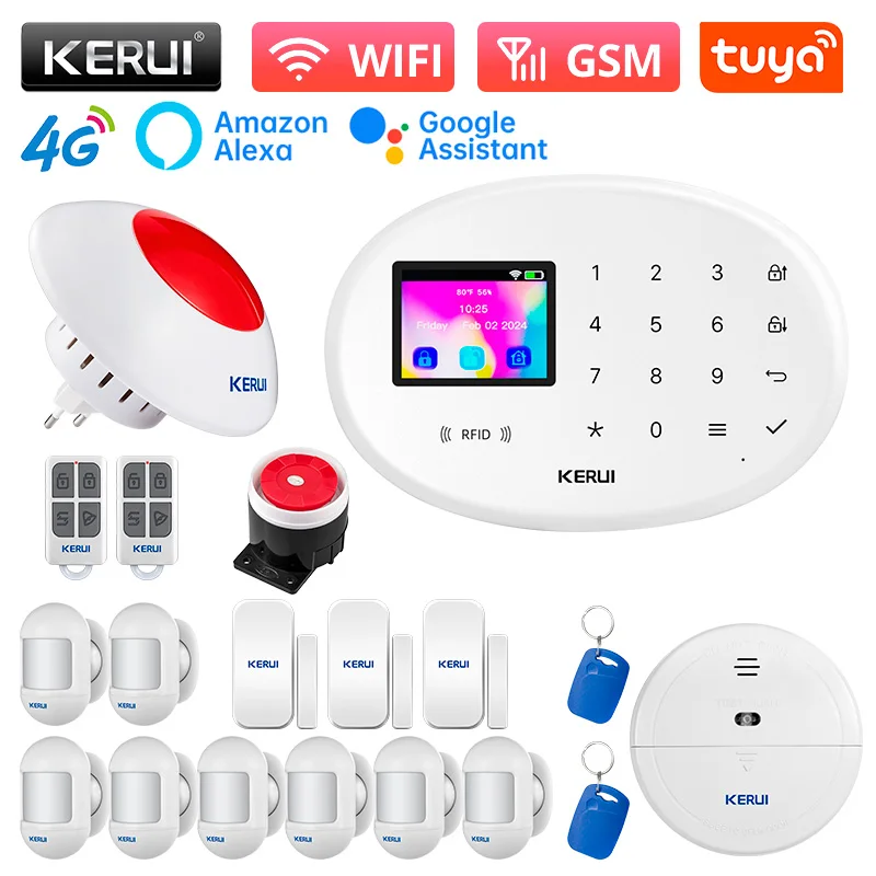 WIFI 4G+2G Home Security System Wireless House Alarm Panel with Battery Tuya Sma