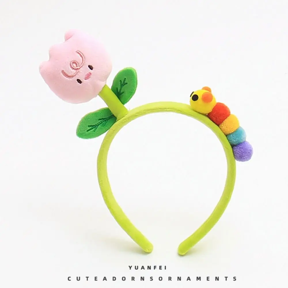 Headband Hair Clip Headdress Caterpillar Cute Flowers Cartoon Windmill Leaf-Green Bean Sprouts Flower Funny