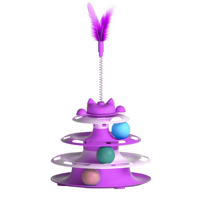 Cat Toys for Self-Entertainment: Interactive Turntable, Teaser Wand, Balls - Anti-Boredom for Kittens & Adult Cats, 4