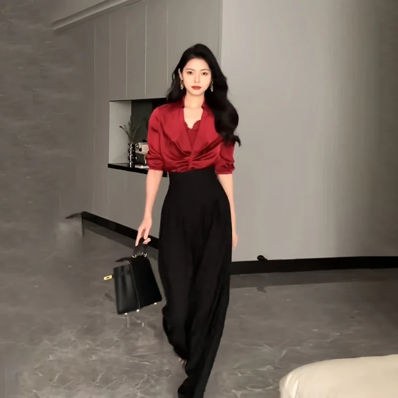 2024 Ultra High Waist Wide Leg Pants Straight Drooping Spring and Summer All-Match Trousers Thick Suit Pants Mop Pants 5