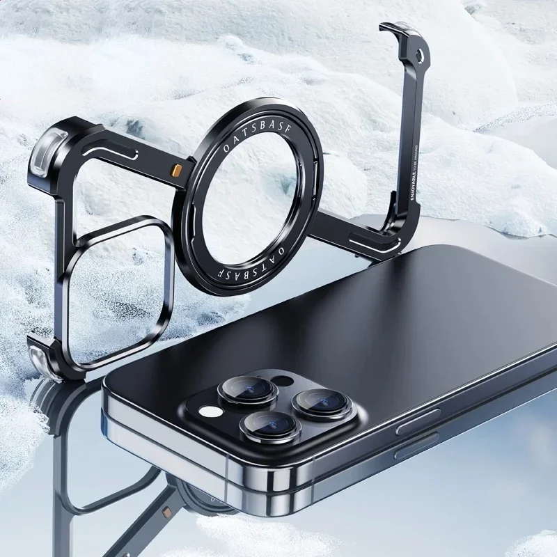 Z Shape Titanium Metal Magnetic Case For iPhone 16 15 14 13