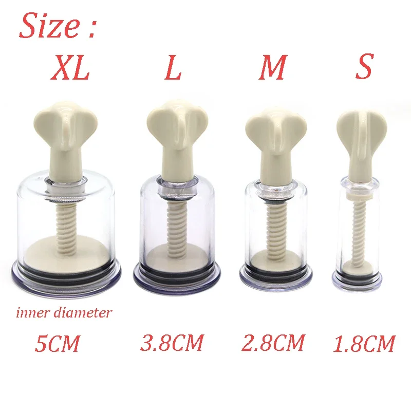 4 Size Nipple Sucker Enlarger Nipple Clamps Pussy Pump Clitoris Clip Vacuum Stimulate Breast Enlarger Sex Toy for Women Men BDSM