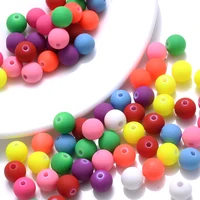 50/100Pcs 6/8/10mm En Caoutchouc Acrylique Perles Mat Rond Perles D'espacement Lâche Pour La Fabrication De Bijoux Collier Pendentifs Accessoires 2
