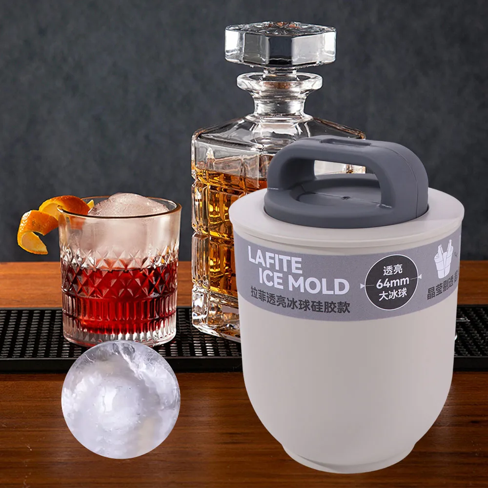 Easy Demoulding Large Size Clear Whiskey Ice Ball Mold Food Grade 64mm Ice Ball Maker Silicone Ball Ice Tray Summer
