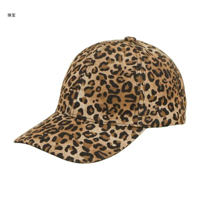 

X5QE Vintage Sunhat in Street with Full Cover Leopard Pattern Wide Curved Brim Suitable for Unisex Women Men