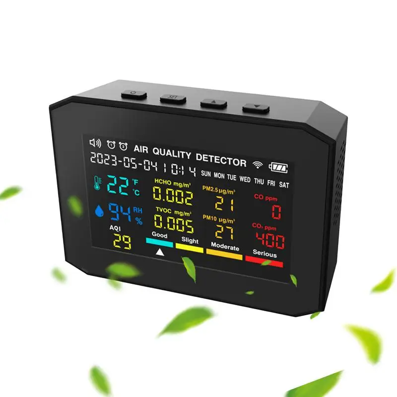 

Carbon Dioxide Monitor 10 In 1 Temperature Humidity Air Tester Alarm Clock Air Quality Monitor Carbon Monoxide Detector Portable