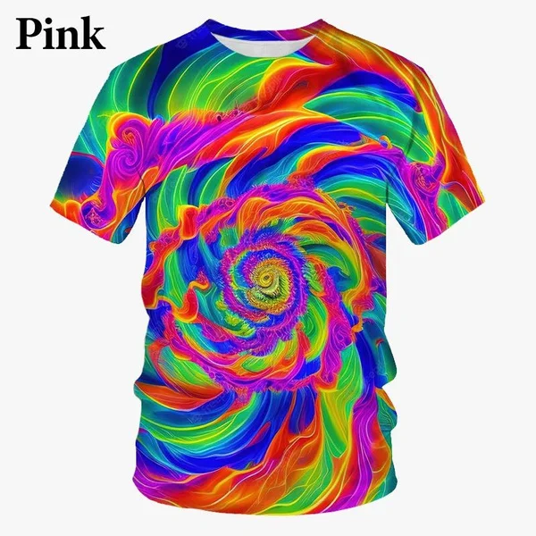 

2023 New Fashion Men's Rainbow Vertigo Hypnotic 3D Printing T-Shirt Summer Fun Short Sleeve T-Shirt