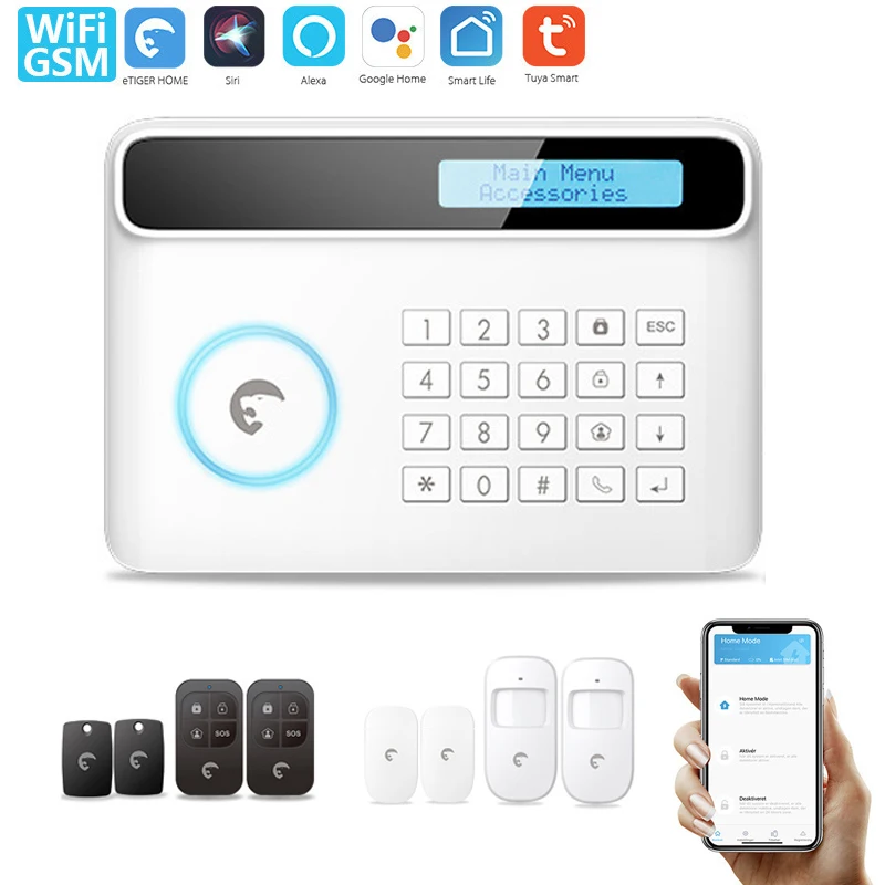 

WiFi Smart Home Security Alarm System Tuya Smart Wireless Anti-Theft GSM Alarm Voice Control By Google Assistant Alexa S4 Plus