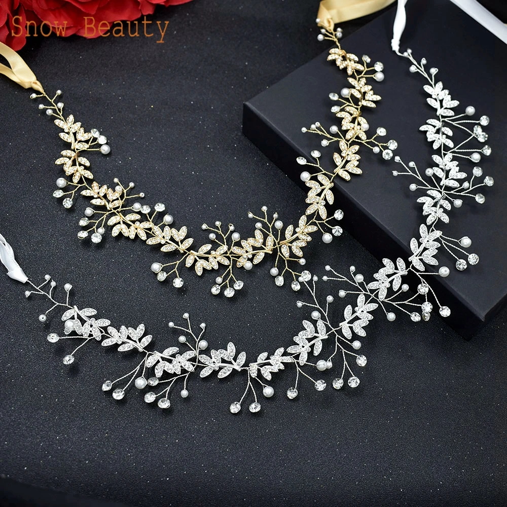 S42 Silver Bridal Belts Female Belt Pearls Wedding Dress Accessories Luxury Leaves Belt Bridesmaid Sash Rhinestone Women Belts
