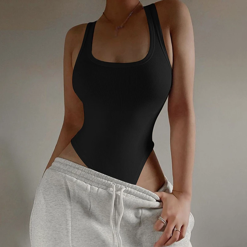 

Bodysuit For Women Sleeveless Knit Summer Sexy Bodycon Off Shoulder Halter Tops Casual Street Bodice ClubWear