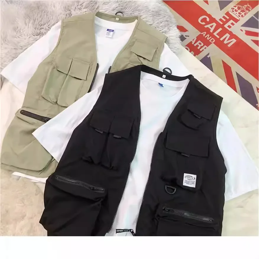 American Style Japanese Brand Men's Women's Tactical Vest No Sleeves Thin Functional Shoulder Jacket Fashionable Motorcycle Ride