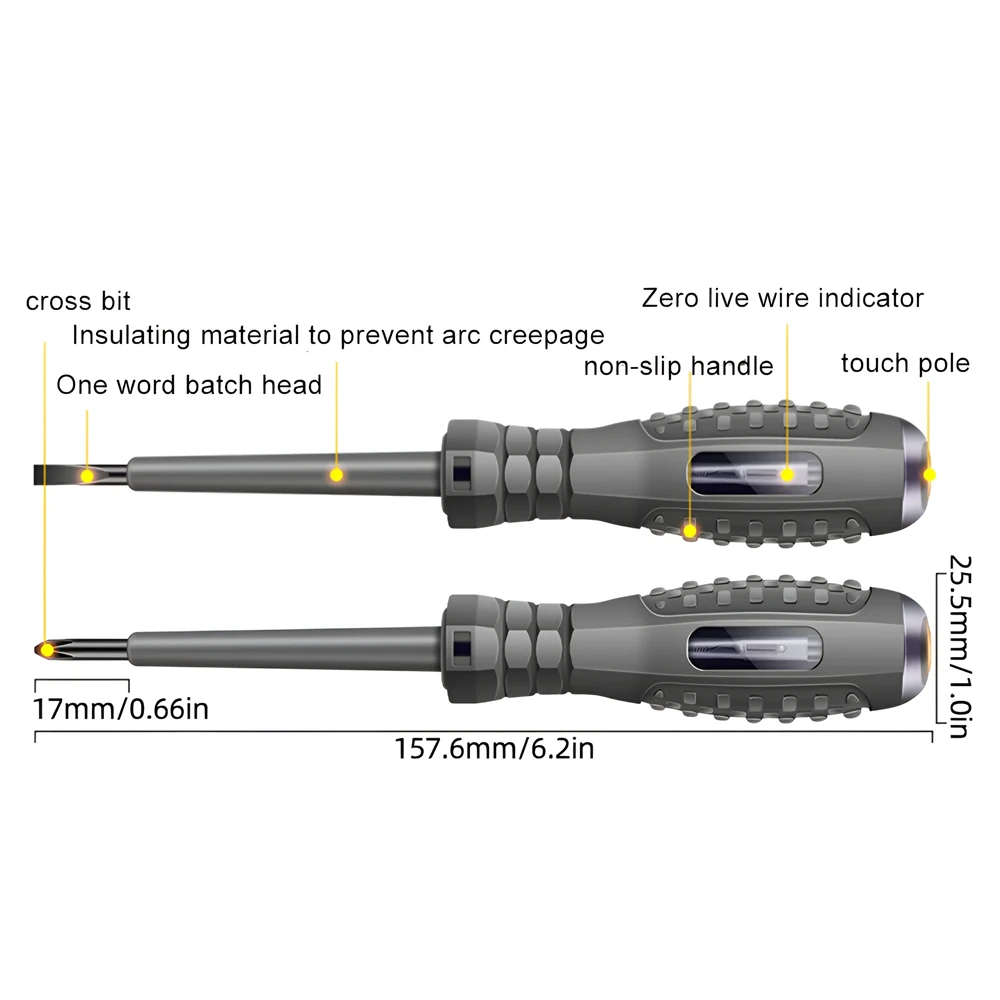 Word/Cross Screwdrivers Neon Bulb Indicator Meter Electric Pen Insulated Electrician Highlight Pocket Digital Voltage Tester Pen 2