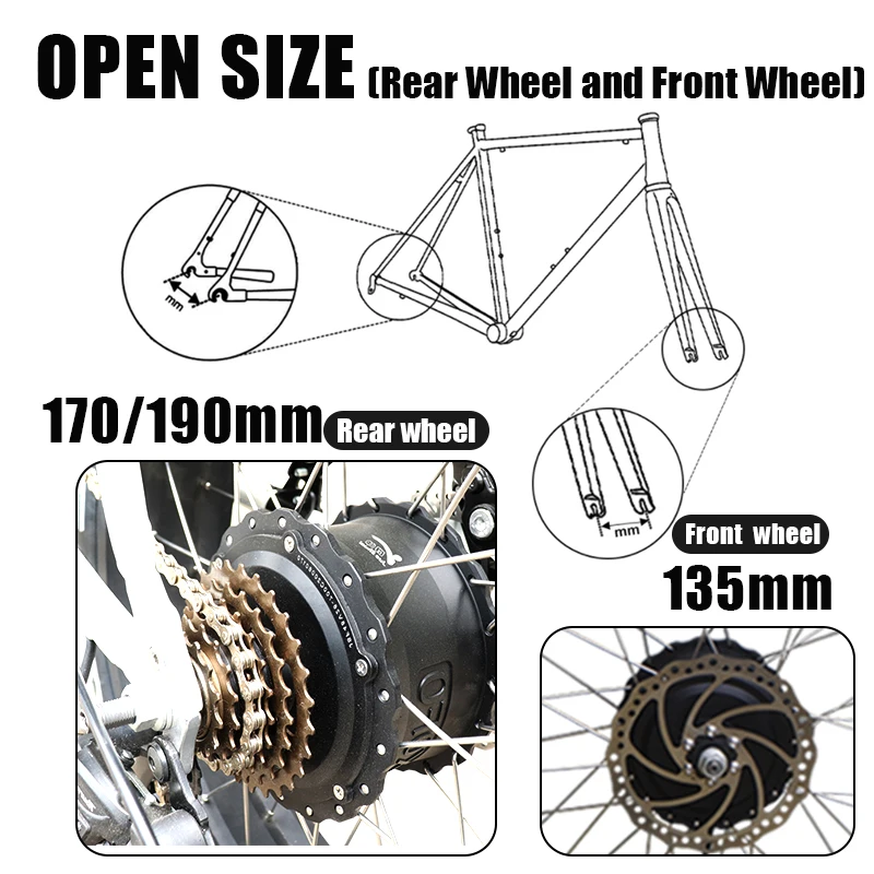 Kit De Conversion Vélo électrique 48V 750W - Roue Moteur Avant/arrière Pour VTT Ou Ville, Neuf Avec Garantie 2 Ans