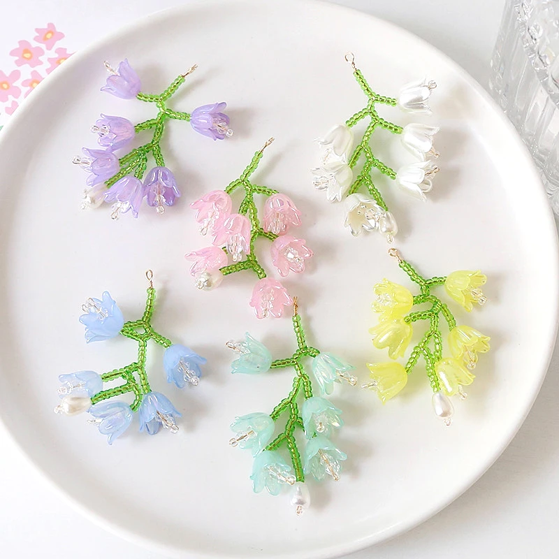 

2 Pieces 30 * 49mm Hand-woven Glass Rice Bead Flower Pendant DIY Makes Fashion Jewelry and Finds Necklace Bracelet Accessories