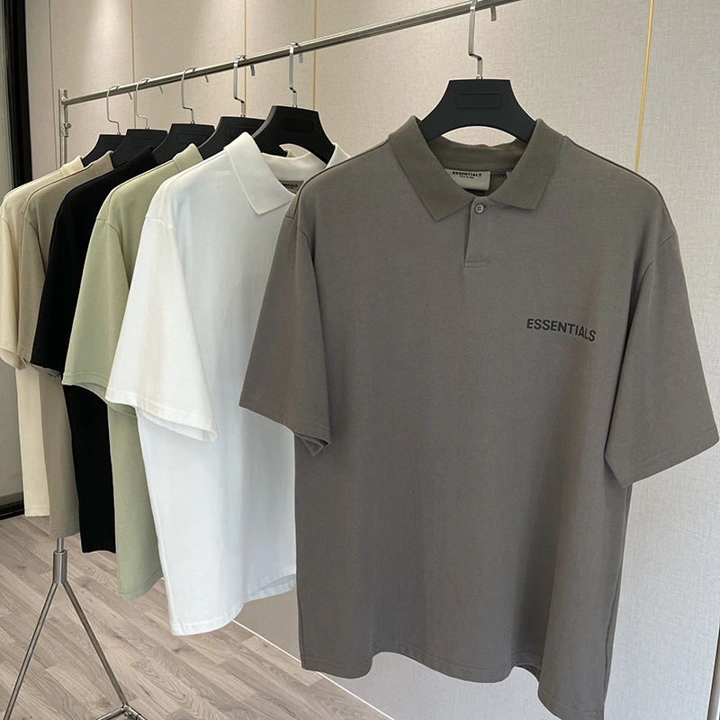 

Essentials Polo T-shirts Men's Women's Summer Fashion Silicone Letters Oversized Short Sleeve Hip-hop Hight Street Tops Tees