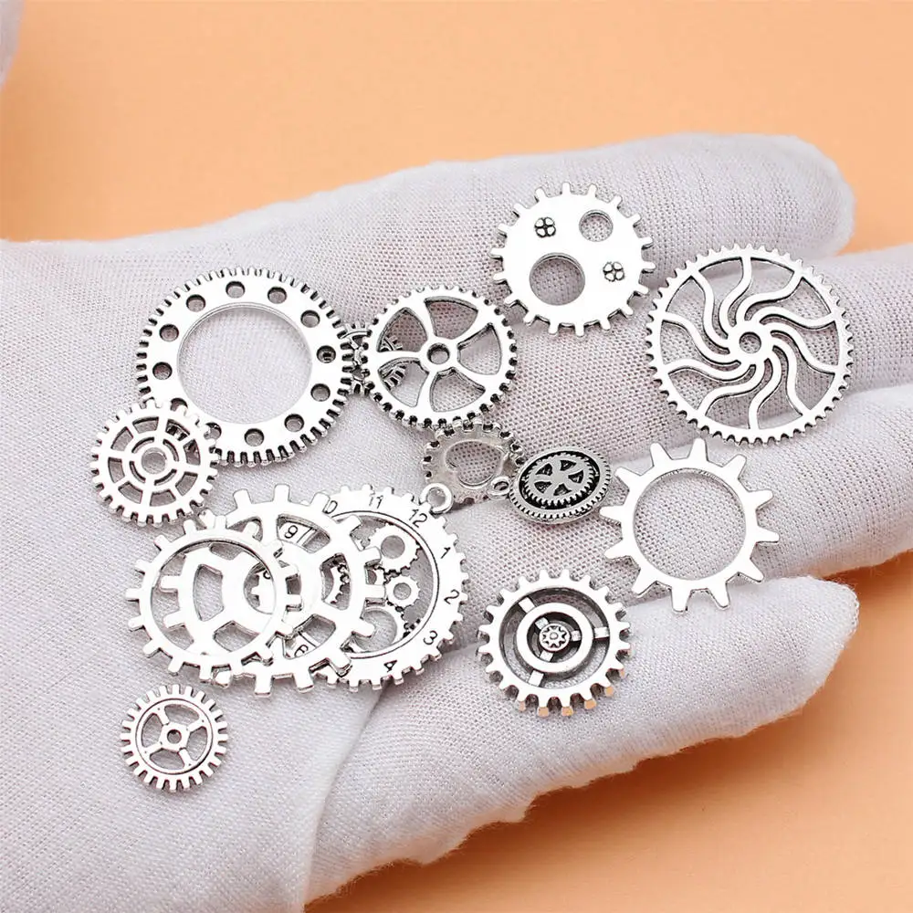 

Jewelry Tools Antique Silver Color Gear Charms Collection New In Women Accessories 15pcs