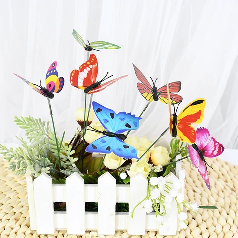 25pcs Butterflies Garden Yard Planter Colorful Butterfly Stakes Outdoor Home Garden Decoracion Flower Pots Simulation Butterfly