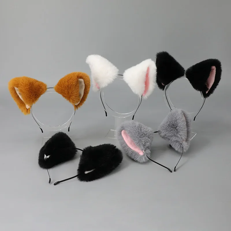 

1pcs Handmade Plush Lolita Cat's Ears Headband Hair Ornament Animal Ear Headdress Fox Ear Hair Clip