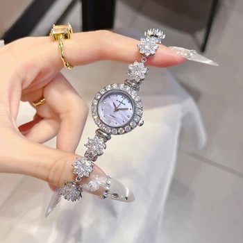 Luxury Gift for Women: Stainless Steel Bracelet Waterproof Watch with Small Purple Dial