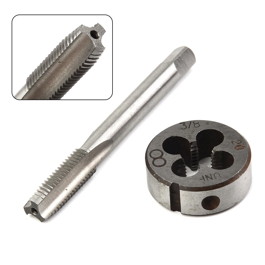 

2pcs 3/8-20 Right Hand Machine Tap And Die Set Metric Screw Thread Tap Drill Machine Plug Tap Die Manual Tap&Die Threads Making